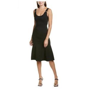 A.L.C. Black Sander Buckle Strap Midi Dress